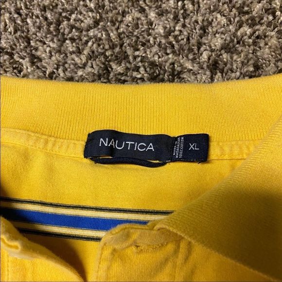 NAUTICA | Men’s Yellow Striped Polo Tshirt - Picture 4 of 4
